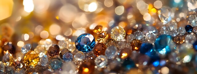 A close-up of the sparkling diamonds, each reflecting vibrant colors and creating an enchanting pattern in shades of gold, blue, purple, orange, yellow, black, silver, and red