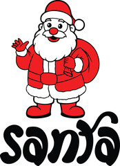 Santa christmas typography clip art design on plain white transparent isolated background for card, shirt, hoodie, sweatshirt, apparel, card, tag, mug, icon, poster or badge
