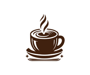 Obraz premium Symbols of coffee cups and mugs isolated on a white background, Color logo and icon design of coffee vector, set of tea and teapot icon