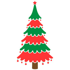 Christmas tree clip art design on plain white transparent isolated background for card, shirt, hoodie, sweatshirt, apparel, card, tag, mug, icon, poster or badge