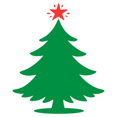 Fototapeta premium Christmas tree clip art design on plain white transparent isolated background for card, shirt, hoodie, sweatshirt, apparel, card, tag, mug, icon, poster or badge