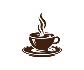 Obraz premium Symbols of coffee cups and mugs isolated on a white background, Color logo and icon design of coffee vector, set of tea and teapot icon