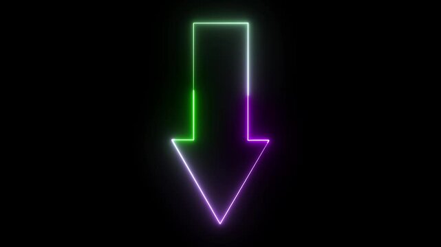 The down arrow features a bold, triangular shape pointing downward. It signifies descent, navigation, and selection, often used to indicate options or downward movement in interfaces.