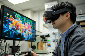 Innovative VR research conducted by scientist in lab