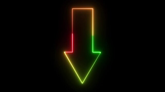 The down arrow features a bold, triangular shape pointing downward. It signifies descent, navigation, and selection, often used to indicate options or downward movement in interfaces.