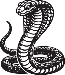Fototapeta premium Black and White Cobra Snake Illustration - Vector Outline Design