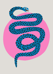 Сolorful hand draw Snake.  Chinese New Year 2025. Trendy style.Vector illustration. Isolated © bosotochka