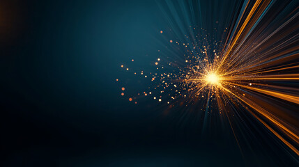 Bright light trails burst against dark background, creating dynamic and energetic visual effect. This abstract image captures essence of motion and illumination
