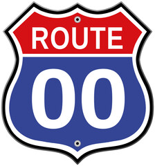 Route Zero 00 Road Sign vector with transparent background
