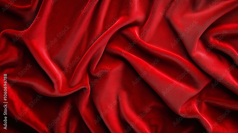 Poster soft red satin fabric drapes elegantly across a surface, showcasing its rich texture and vibrant col