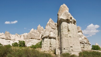 Different landscape of tuff formation in Goreme Historical National Park in Cappadocia, Turkey