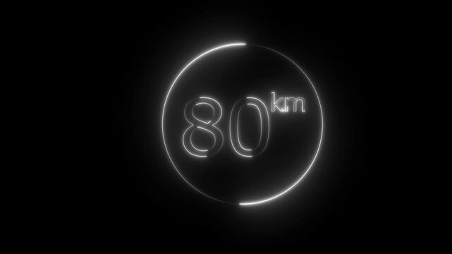 glowing neon 80 km icon