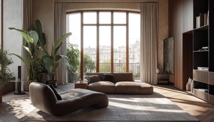 Modern classic living room with a stylish frame mockup and spacious view