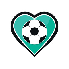 Obraz premium Soccer Ball Heart Shape Cartoon. Soccer ball heart
