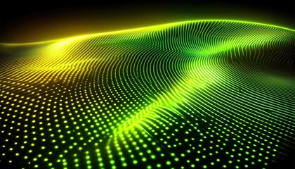 Wavy green neon line background showcasing digital technology in modern design