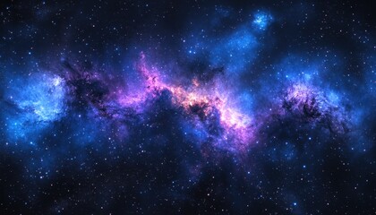 Fototapeta premium Beautiful nebula galaxy background with purple and blue colors in outer space