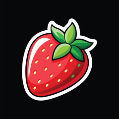Obraz premium Fruitful red strawberry sticker