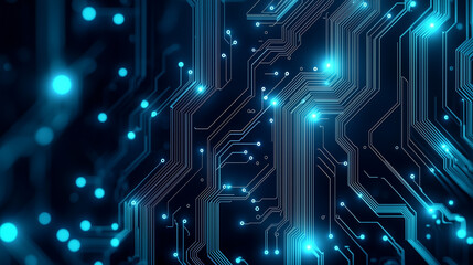 Abstract Circuit Board Background - Glowing Lines and Patterns