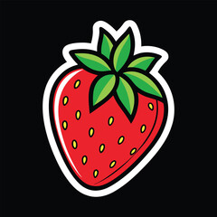 Obraz premium Fruitful red strawberry sticker