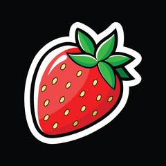 Obraz premium Fruitful red strawberry sticker