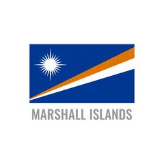 Marshall Islands flag icon. The country sign. Rectangle shape. Isolated on a white background. Vector image.