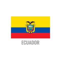 Ecuador flag icon. The country sign. Rectangle shape. Isolated on a white background. Vector image.