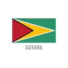Guyana flag icon. The country sign. Rectangle shape. Isolated on a white background. Vector image.