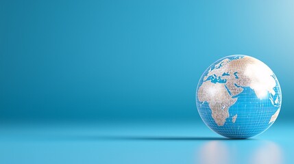 Fototapeta premium Futuristic Transparent Earth with Glowing Continents - 3D Wireframe Globe in a Sci-Fi Virtual Environment for Technology and Innovation Concepts