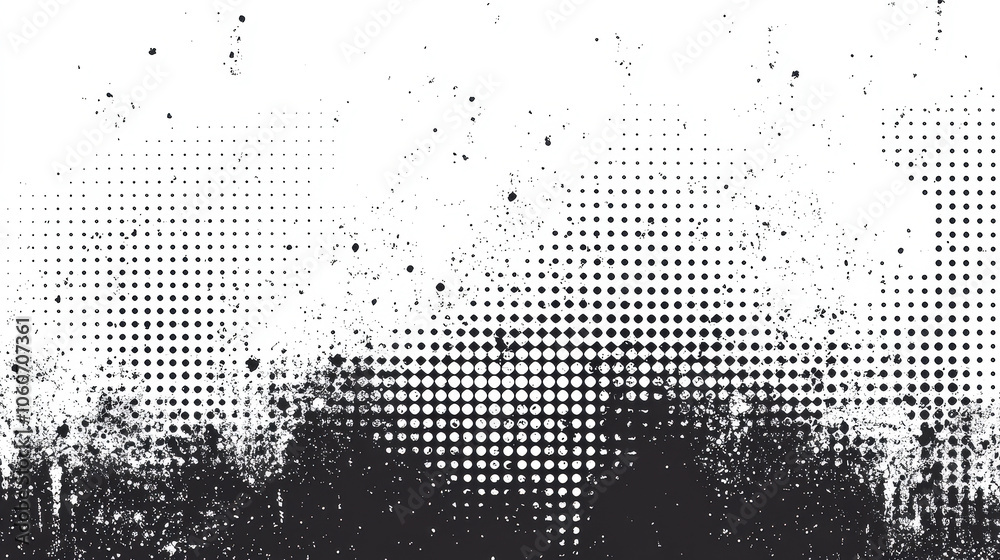 Poster gradient of black dots fading into a textured background, reflecting contemporary art trends and vis