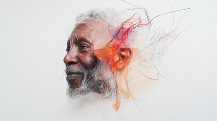 Intricate Thread Portrait: A Study in Lines and Form