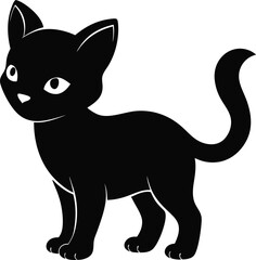 baby cat silhouette vector art illustrations with white 
background