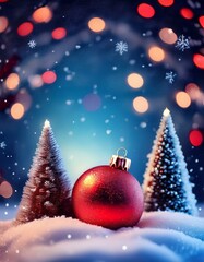 Obraz premium Bola de Navidad roja, Decoración navideña