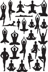 Fototapeta premium People yoga and meditation pose silhouette
