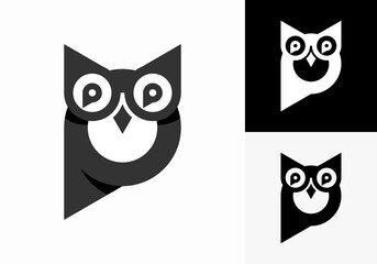 Owl logo design initials letter p vector graphic icons symbol symbol illustration.
