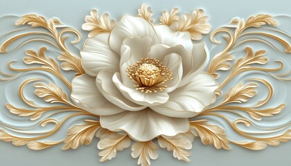 Elegant floral design in Baroque style with intricate details and retro charm