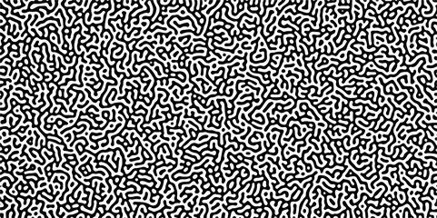 Turing reaction diffusion monochrome seamless pattern with chaotic motion .Linear design with biological shapes. Organic lines in memphis. abstract turing organic wallpaper background .	
