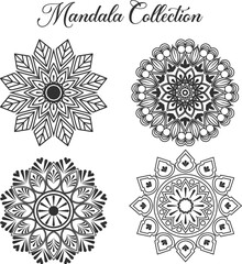 Seamless vector mandala pattern design 4 in 1 design