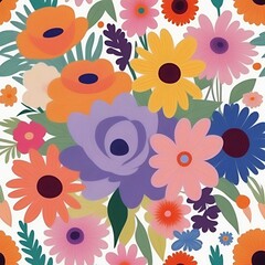 Floral hand drawing composition