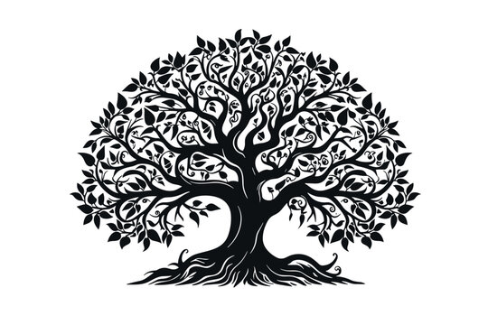 Oak Tree Silhouette, Tree Silhouette