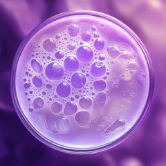 Top view of a glass filled with refreshing purple beverage showcasing bubbles, ideal for summer drinks or cocktail recipes.