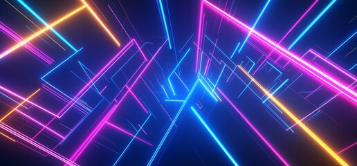 Neon Geometric Abstract Lines Background