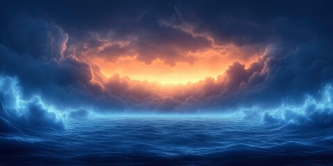 Fototapeta premium Dramatic Sunset Over a Turbulent Sea