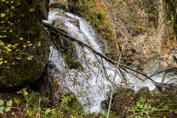 Waterfall in the nature, mountains, fall, Mountain river gorge