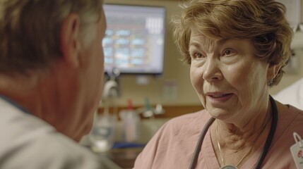 Obraz premium Healthcare provider explains international practice principles for catheterization to patient