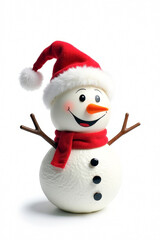 3D funny snowman on a white background