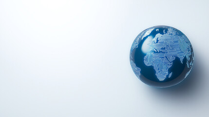 Fototapeta premium Abstract digital globe with circuit patterns representing data and connectivity, showcasing modern view of world