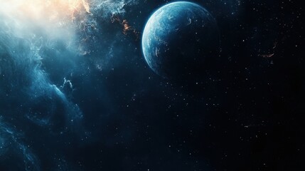 Obraz premium Majestic Blue Planet in the Vastness of Cosmic Space