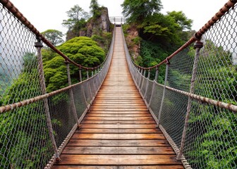 Obraz premium Transparent isolated rope bridge ideal for adventure-themed designs and marketing, capturing the essence of nature, exploration, and unique visual storytelling for creative projects.