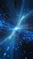 Fototapeta premium Futuristic abstract background with radiant blue light, stars, and cosmic phenomena of technology