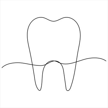 recommend clip art: Single line continuous drawing of tooth simple dental tooth line art vector illustration dentist stomatology medical concept
